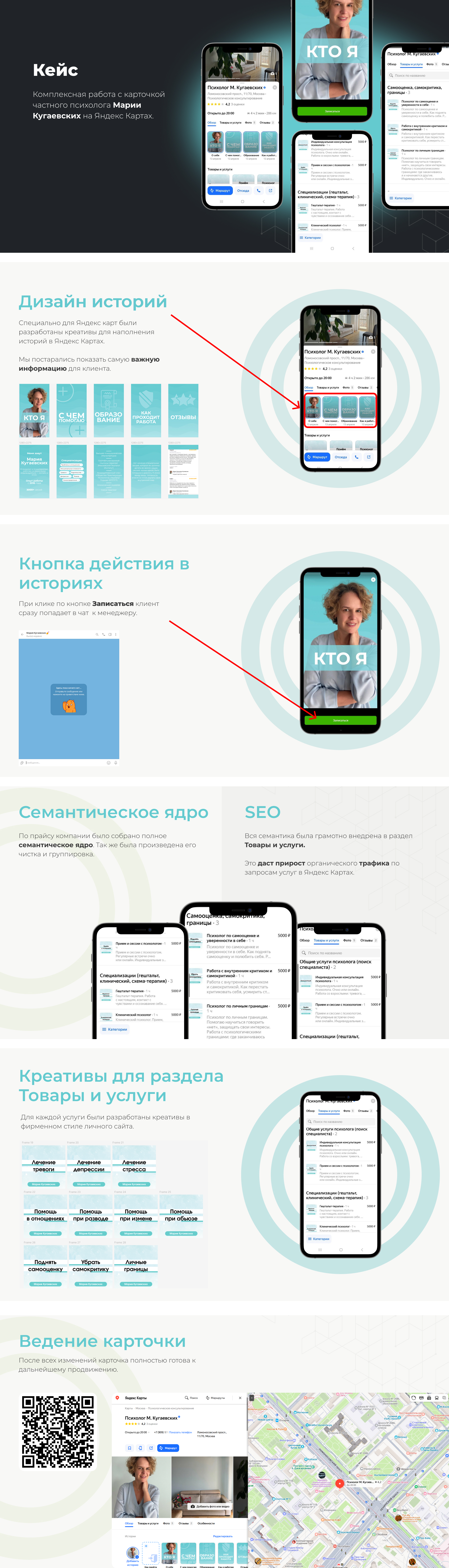 Кейс: дизайн + SEO в Яндекс Картах для частного психолога
